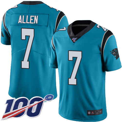 Carolina Panthers Limited Blue Men Kyle Allen Jersey NFL Football #7 100th Season Rush Vapor Untouchable